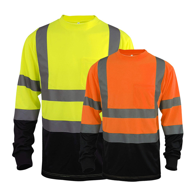 T Shirt Reflective Safety Lime Orange Short Long Sleeve HIGH Visibility