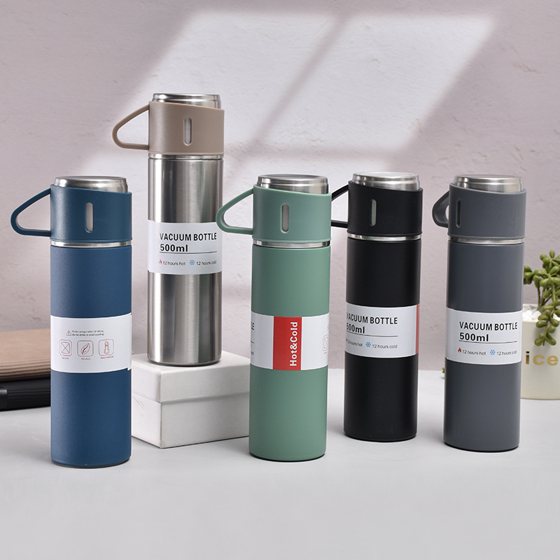 Stainless Steel Thermo 16.9oz Vacuum Insulated Bottle with Cup for Coffee Hot drink and Cold drink water flask