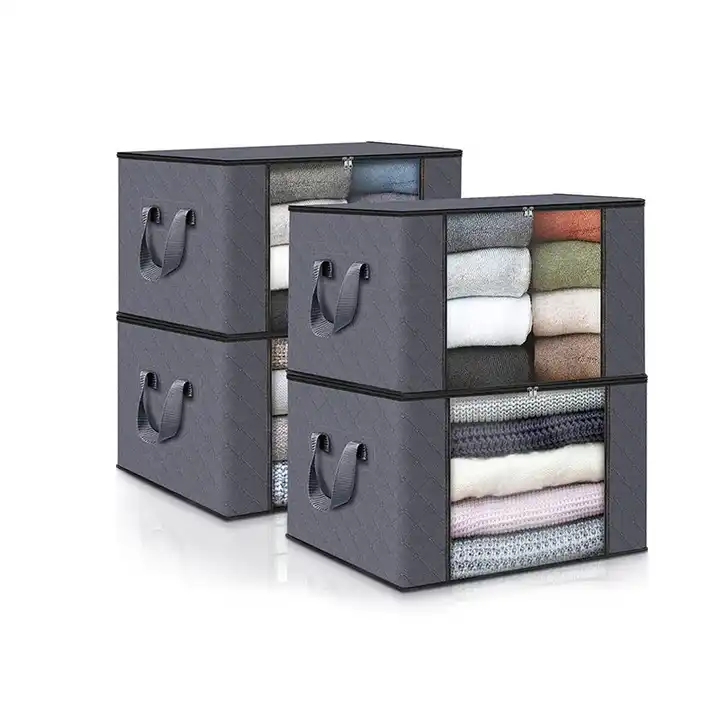 Clothes Storage, Foldable Blanket Storage Bags, Storage Containers for Organizing Bedroom, Closet, Clothing, Comforter, Organization and Storage with Lids and Handle