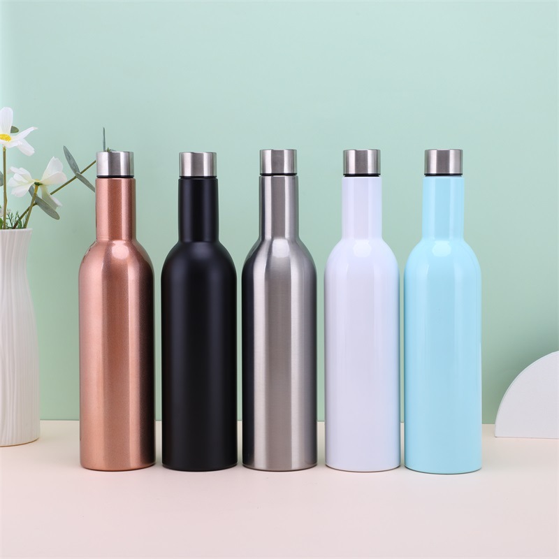 Insulated Wine Bottle Stainless Steel Wine Cooler Mulled Double Wall Vacuum 24 Hours Cold 12 Hours Hot 750ml 75cl Wine Flask