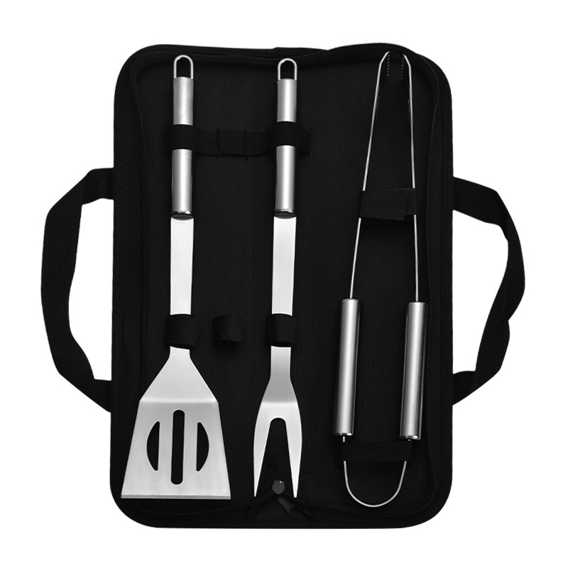 4-Piece Stainless Steel Barbeque Grilling Tool Set with Carry Bag