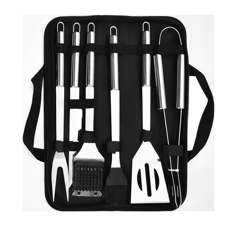 Grill Tools Set,Stainless Steel Grill Set for Men, 6pc BBQ Tools Grilling Accessories Kit with Spatula,Fork,Knife,Brush,Tongs & Carry Bag Grill Utensils Set for Outdoor Grill