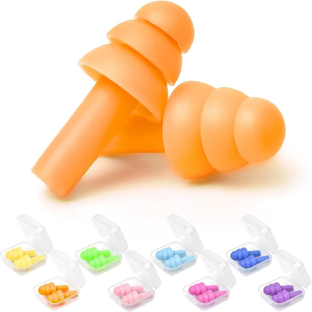 Earplugs for Sleeping Noise Cancelling, Reusable Ear plugs– Super Soft, Silicone Ear plug, for Sleeping 8 Pairs, Swimming, Snoring, Concerts, Work, Noisy Places