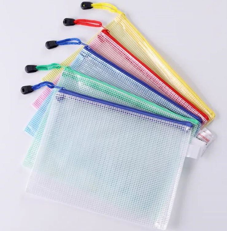 Mesh Zipper Pouch Bags, 5 Colors Waterproof Organization