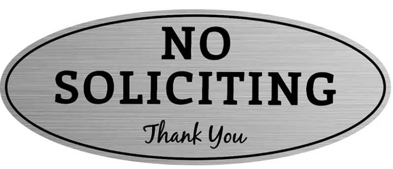 OZ273  No Soliciting Sign Aluminum Metal Do Not Knock or Ring Bell