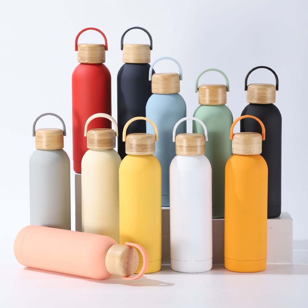 OZ034 17OZ Insulated Water Bottle With Bamboo And Wood Cap