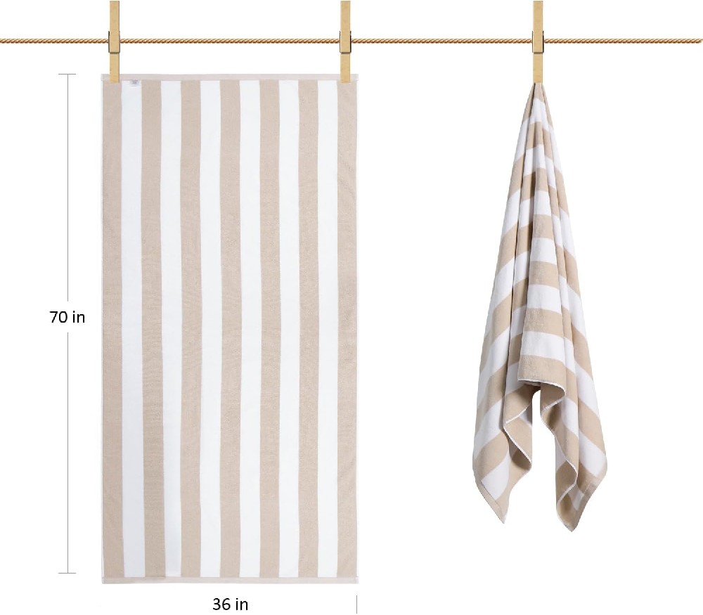 OZ018 Big 36 x70 Inch Striped Pool Towel Quick Dry Recycled