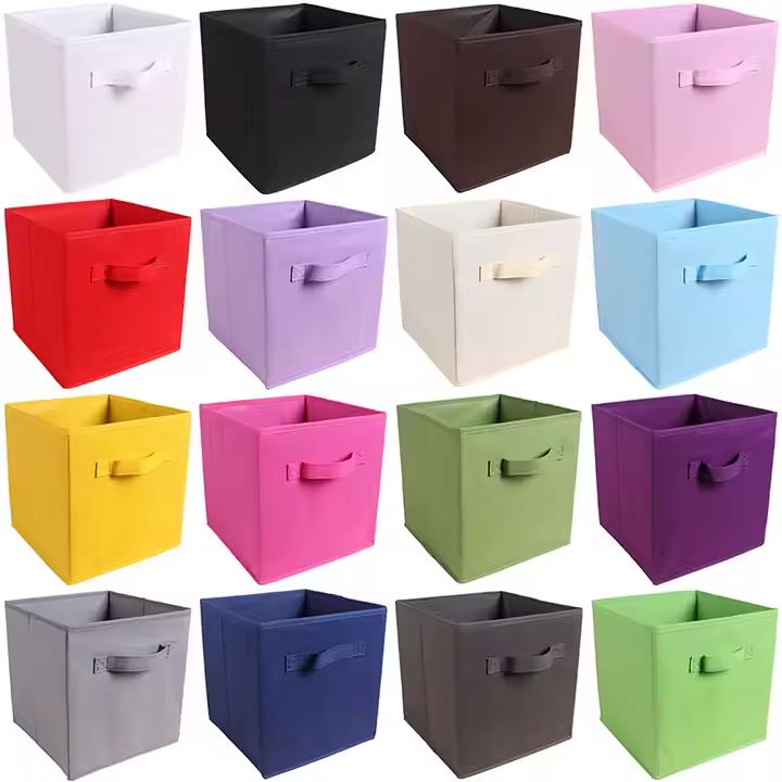 OZ122  Basic Collapsible Fabric Storage Cubes Organizer with Handle