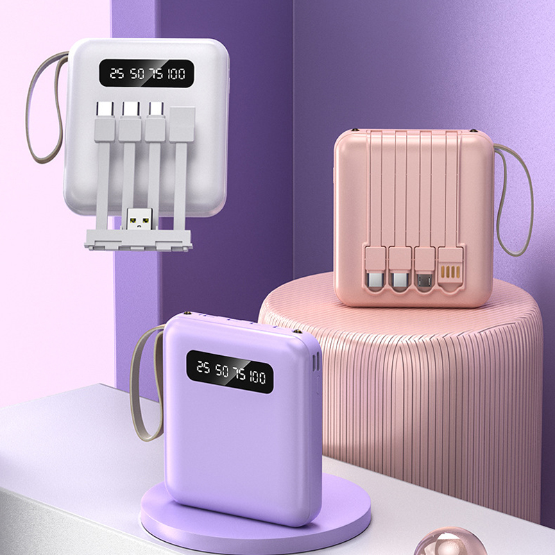 OZ129 Portable Charger with Built in Cable 10000 mAh LED Display