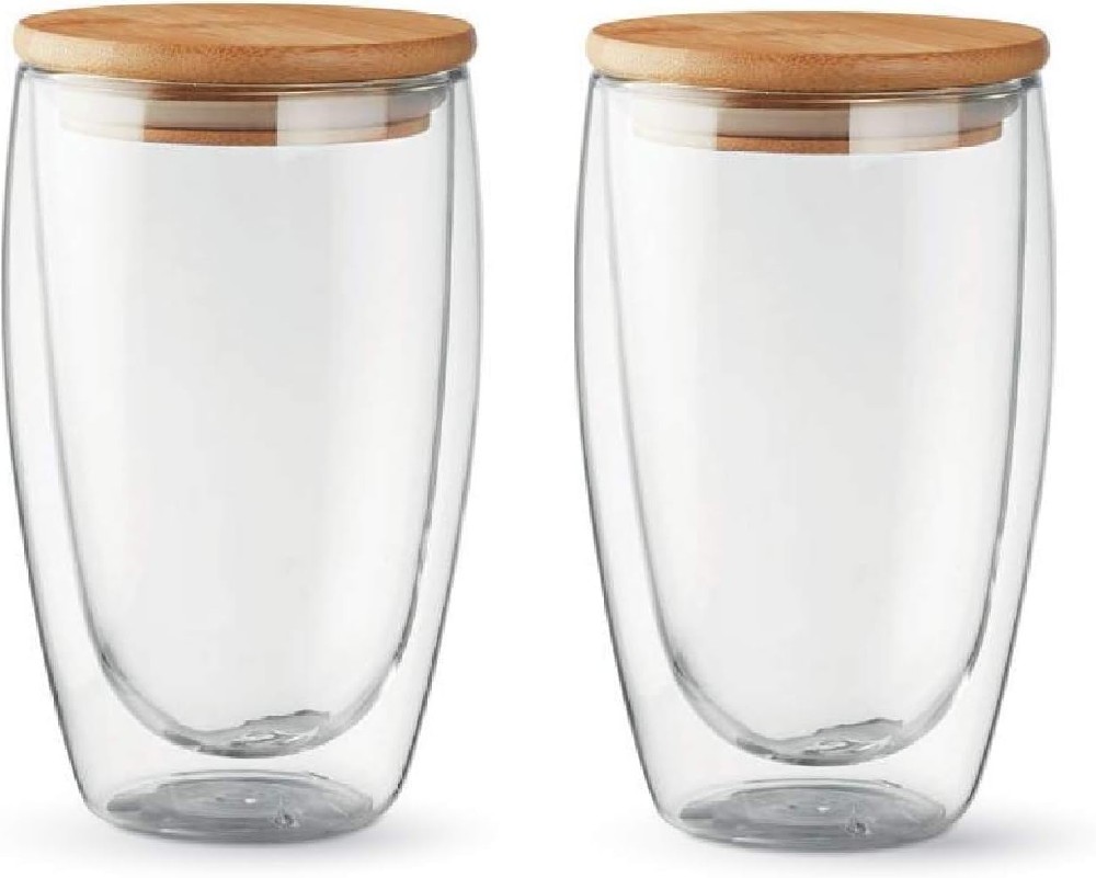 OZ135 Double Walled Glasses with lid Noble Robust Borosilicate