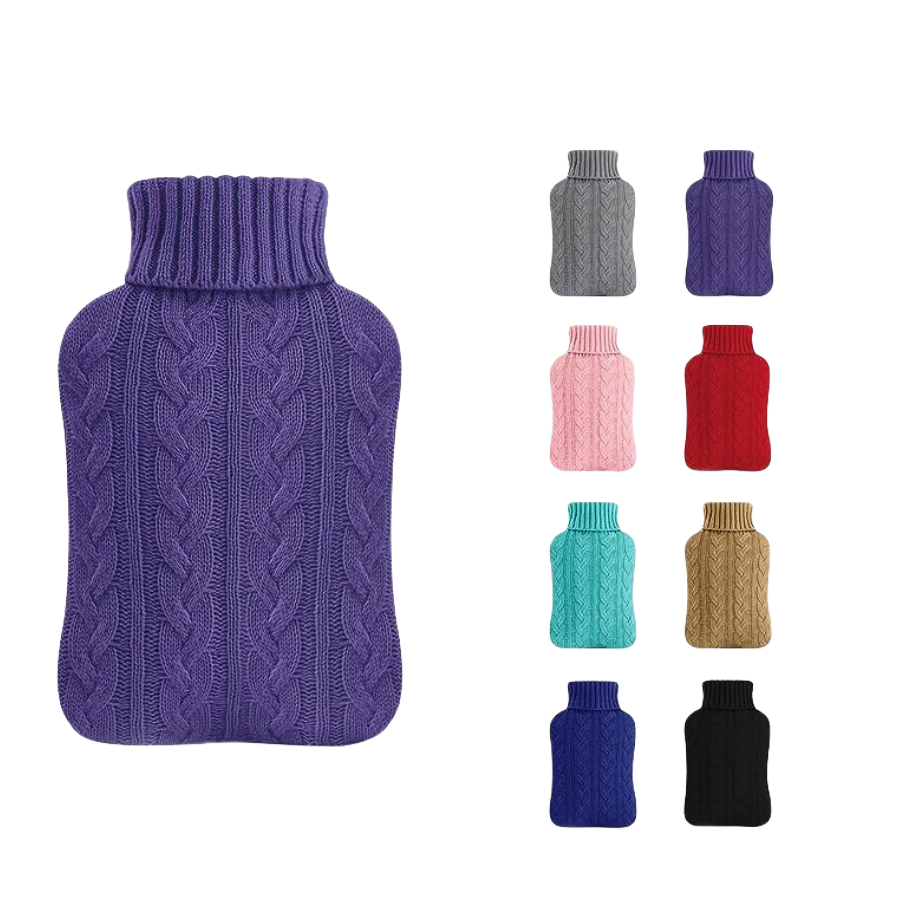 OZ283 Hot Water Bottle with Knitted Bag Cover for Cold Compress
