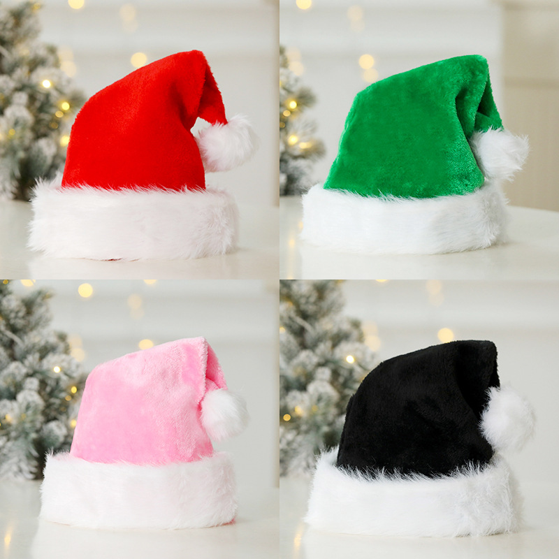 Christmas Santa Hat for Adults, Thicken Soft Velvet Comfort Classic Santa Claus Hat for New Year Party Headwear Holiday